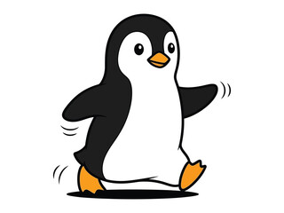 Penguin's Stroll: A charming cartoon illustration of a penguin confidently taking a stride, showcasing its playful nature in this fun design.