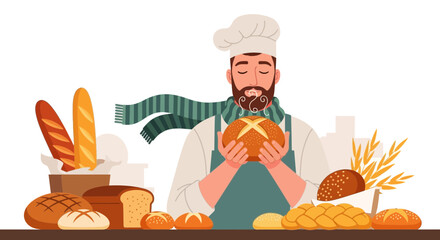 Craftsman Displays Freshly Baked Artisan Bread, Celebrating Culinary Tradition, Delicious Aroma