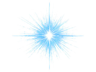 Dynamic blue light rays emanating from a bright starburst on abstract background