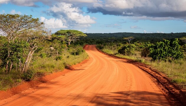 estrada de terra batida na caatinga vegetacao tipica do nordeste brasileiro
