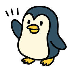 手（翼）をあげて発言をするペンギン（Affinity Designer版）