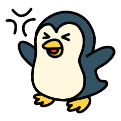 興奮して翼を広げて怒るペンギン（Affinity Designer版）