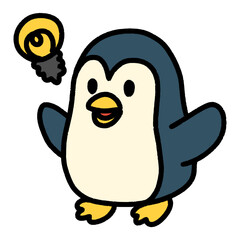 何かいいアイデアを閃くペンギン（Affinity Designer版）