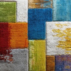 Abstract multicolored textile squares