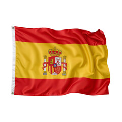 Waving Flag of Spain with Coat of Arms