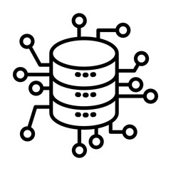 Big data icon. Circuits coming out of the server.