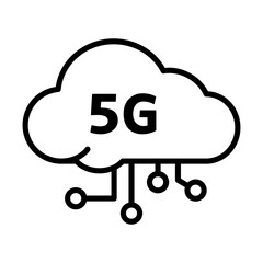 5G network icon. Cloud network is used in 5G.