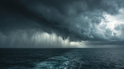 Dark stormy clouds over ocean