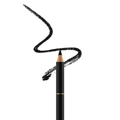 Black Eyeliner Pencil with Swirl on white Background