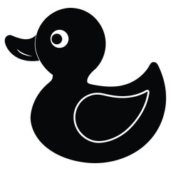 Black rubber duck silhouette with white eye vector