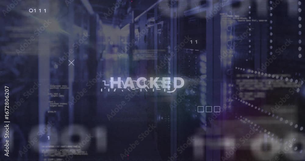 Aufkleber binary digits sliding starting hud overlays, hacked text flashing, pulsing, visualizing breach