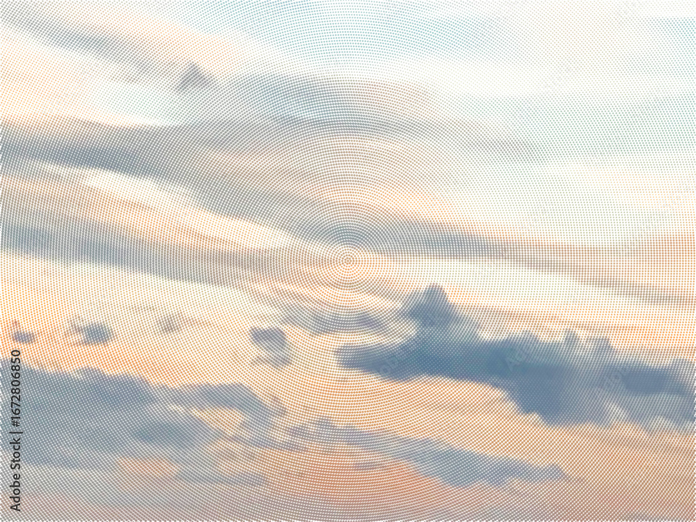 Aufkleber color halftone texture of evening sky with clouds. abstract cloud pattern vector dotted pixel textur
