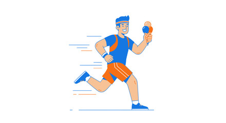 Obraz premium Energetic Individual Running With Delicious Ice Cream During A Beautiful Sunny Day