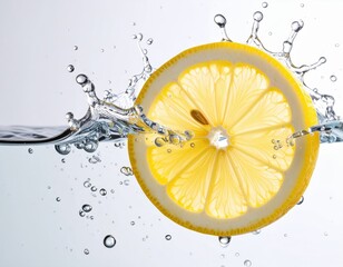 Lemon Slice Splashing into Water