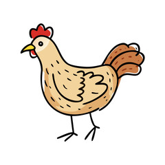 Hen as Kids Doodle Simple Hand Drawn Element Vector Illustration