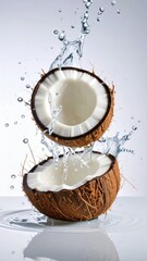 Water Splashing into a Coconut
