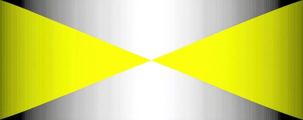 Symmetrical design featuring yellow triangles pointing inward on a gray gradient background