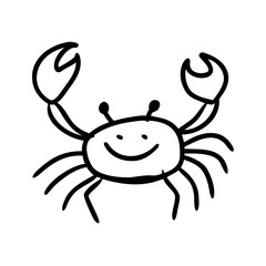 Crab as Kids Doodle Simple Hand Drawn Element Vector Illustration