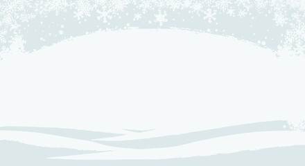Elegant Winter Scene With Snowflakes Frame And Light Blue Snow Drifts