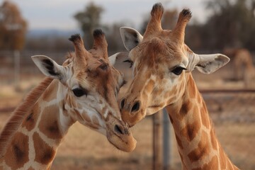 Obraz premium giraffes being friendly to one another