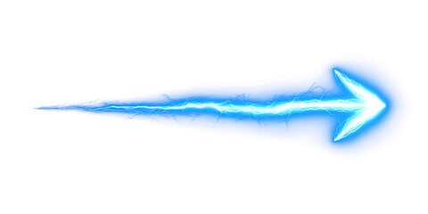 Vibrant blue lightning bolt in an arrow shape, symbolizing energy and direction
