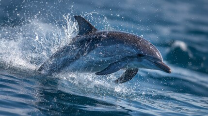 Dolphin leaping ocean wave