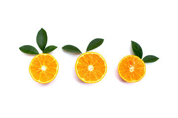 Orange fruits on white background. Citrus fruits low in calories, high in vitamin C and fiber