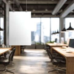 Fototapeta premium Blank Poster Mockup in Modern Office