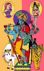 hand drawn digital art of lord krishnakali