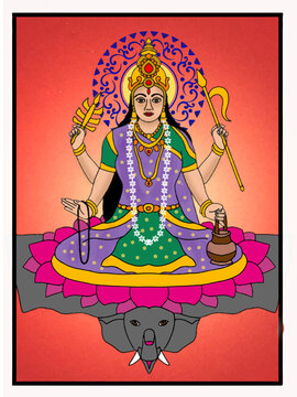 hand drawn digital art of goddess parvati