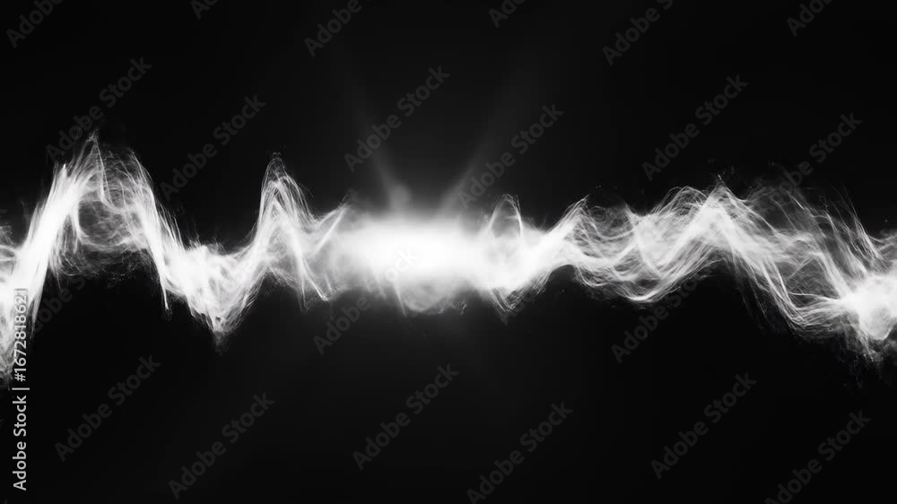 Poster abstract light waveform on dark background, visual representation of energy, data visualization