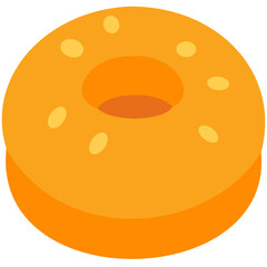 Fototapeta premium Vector illustration of a fresh golden sesame bagel bread with round shape and delicious baked texture. 