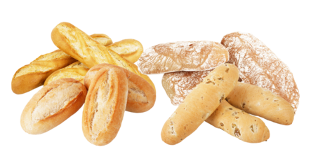 variety of crusty baguettes and artisan loaves