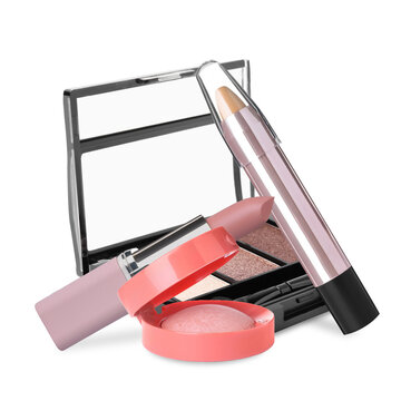 makeup items on a black backdrop