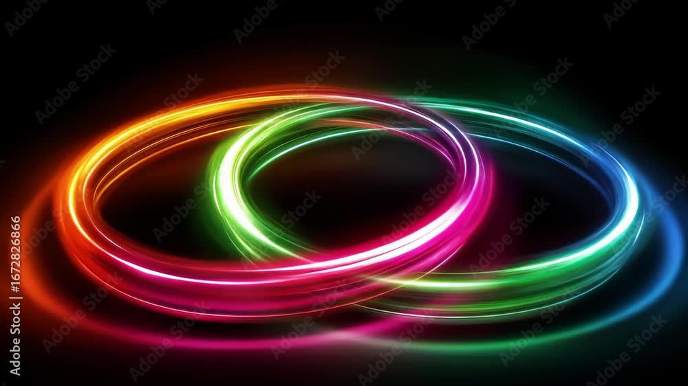 Poster energetic light trails dancing with vibrant colors on a dark background, creating a mesmerizing