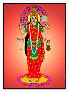 hand drawn digital art of goddess parvati