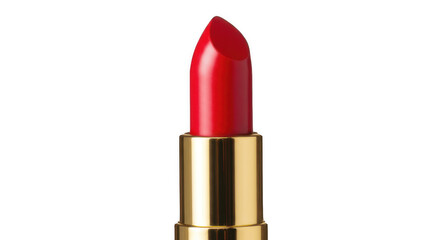 Obraz premium Luxurious Classic Red Lipstick with Shiny Finish in a Golden Tube Isolated on Transparent PNG Background