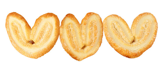 three golden palmiers on a transparent background