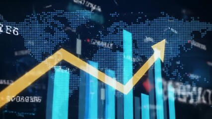 Turquoise Bar Graph Displays Positive Financial Growth Over Time Animation - Powered by Adobe