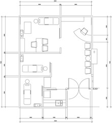 2D Vector Layout Plan of Clinic Interior with Waiting Area, Examination Room, and Reception Counter