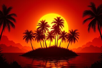 palm tree silhouette at sunset