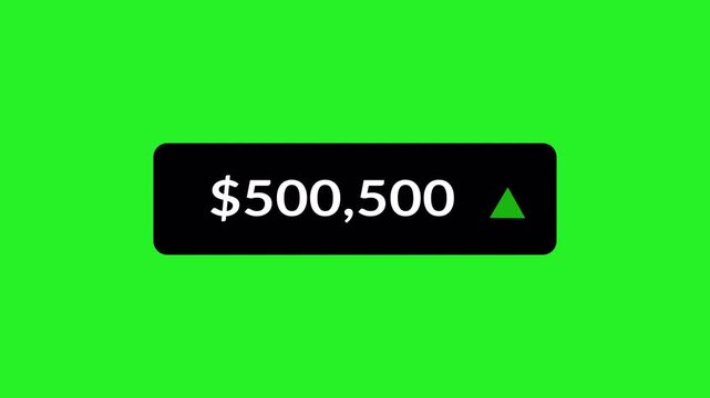 One million dollars displayed on a black rectangle with a green background symbolizing financial success and achievement of monetary goals, 1 million dollars countdown.