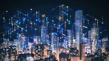 Smart City Network Connection (Tech Presentation Background): Tech Conference Backdrop