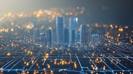 Digital Twin City Grid (Smart City Background)