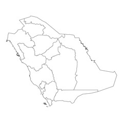 Black line map of the Saudi Arabia, vector illustration of the national border of Saudi Arabia.