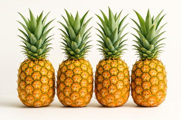 Fototapeta premium Rows of Perfectly Ripe Pineapples, an Exotic Fruit Medley in Color.