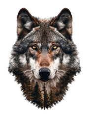 Fototapeta premium PNG Wolf with trees animal design illustration.