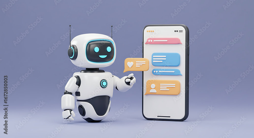 Aufkleber ai chatbot interacting with a smartphone: a state-of-the-art artificial intelligence chatbot engages