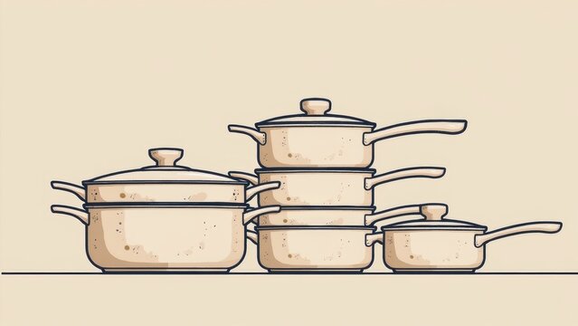 Simplified cookware combination illustration