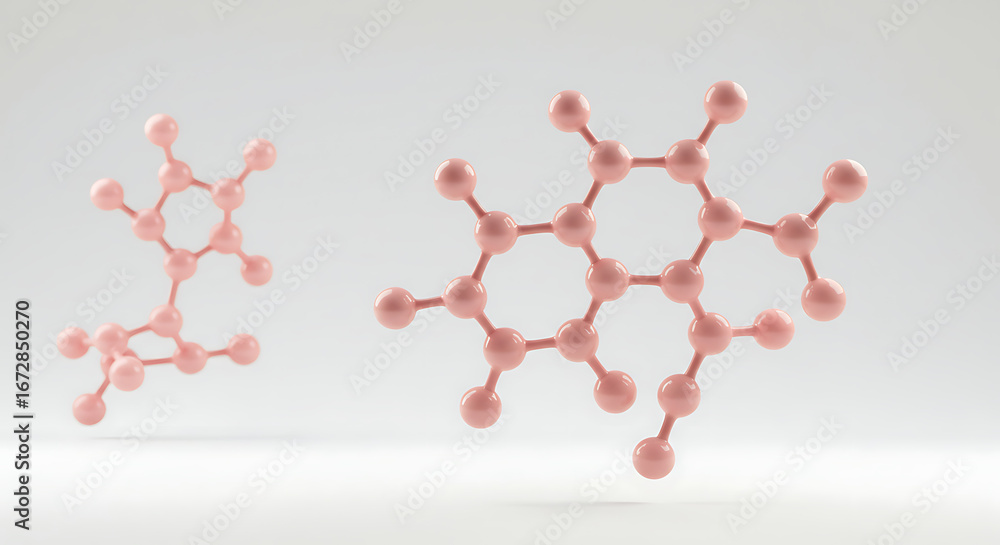 Fototapete molecular symphony: a visually striking composition of molecular structures floats gently in mid-air